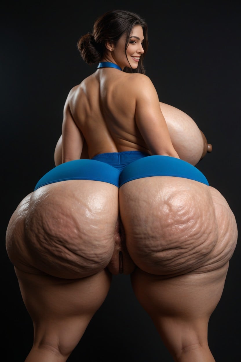 Rear View, Hyper Puffy Brown Nipples, Black Background AI Porn