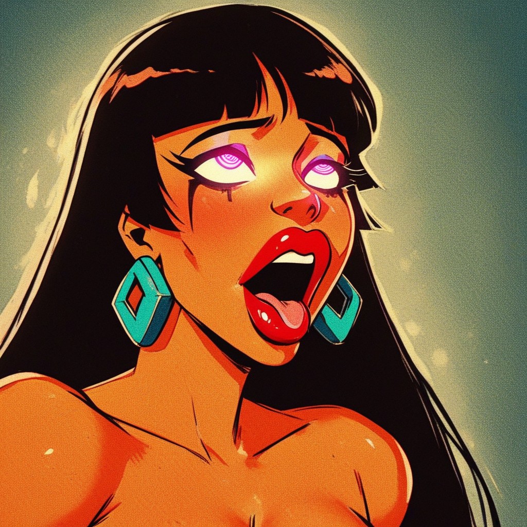 Glowing Pink Eyes, Dumb Bimbo, Cross Eyed Hentai AI Porn