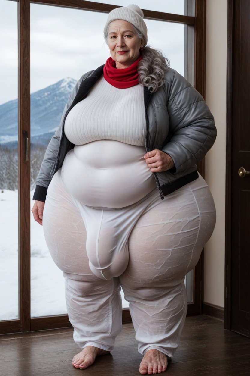 Winter Mountains, Offices, Obese AI Porn