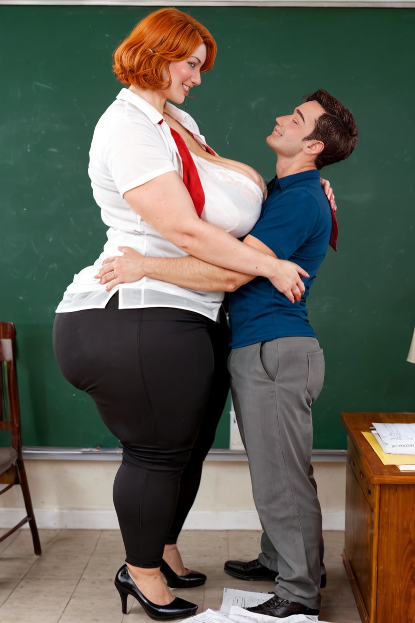 Deep Hug, Guy Is Just Boobs Height, Cleavage AI Porn