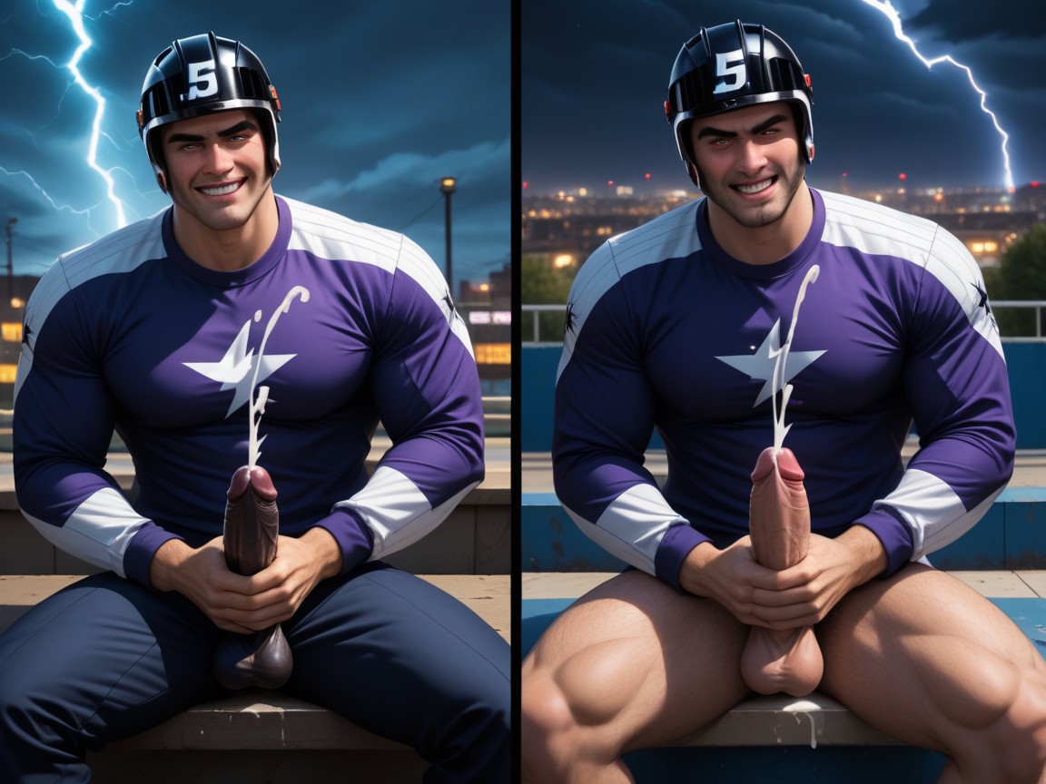 Nuit, Rooftop, Black Balls Porno IA Gay