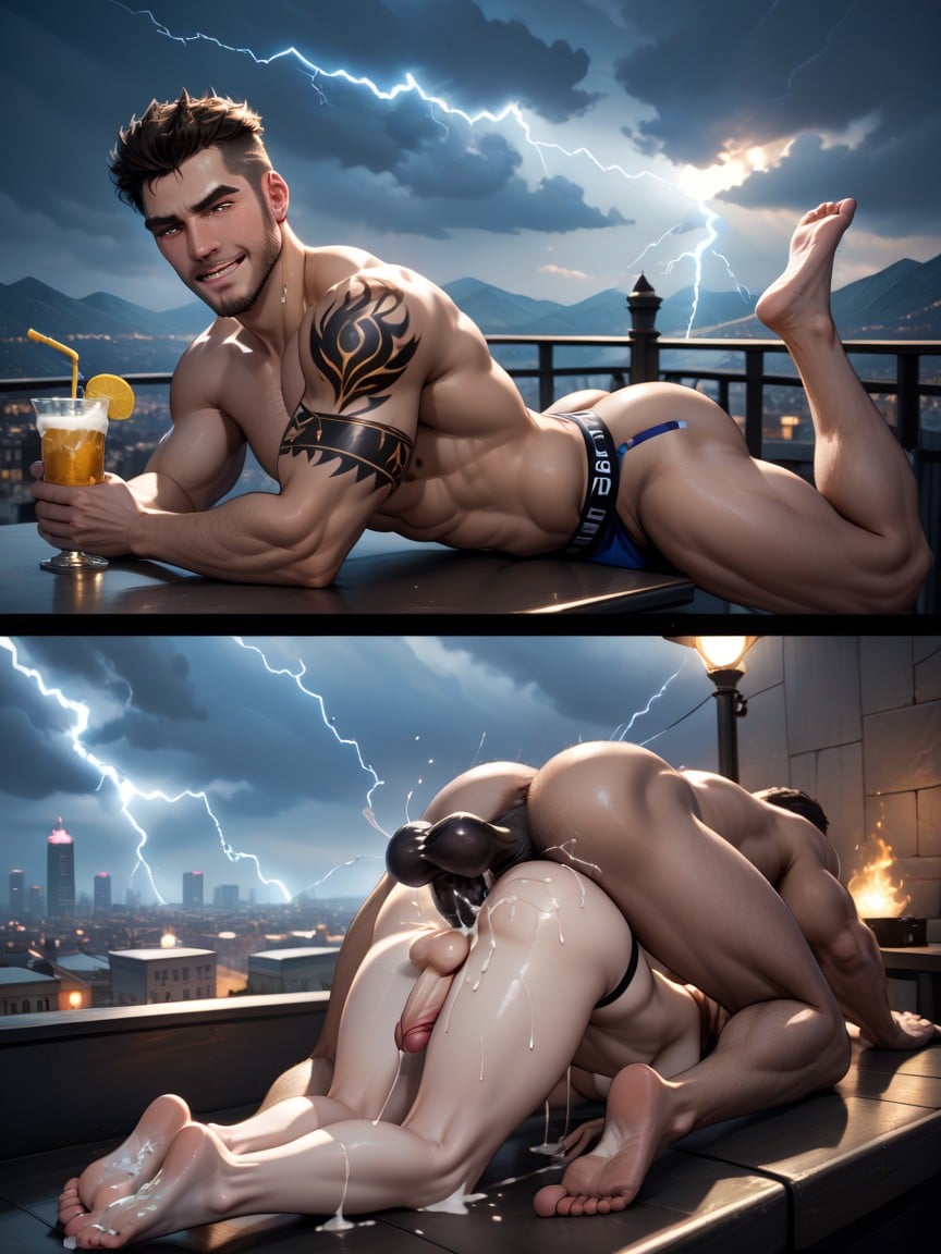 Grande, Partying, Fondo Simple Porno gay IA