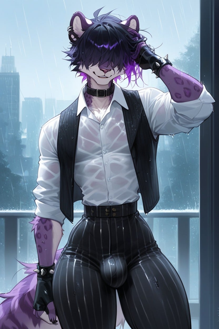 Gay, Spiky Bracelets, Spotted Fur Furry AI Porn