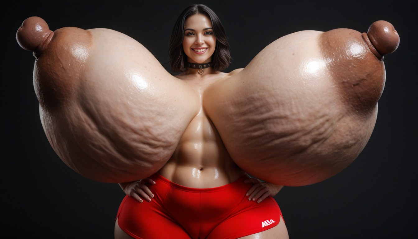 Hyper Puffy Brown Nipples, Extremely Large Ass, Dangling Saggy Breasts AI Porn