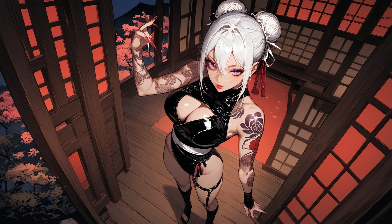 Rounded Ass, White-black Outfit, Huge Wooden Gate Hentai AI Porn