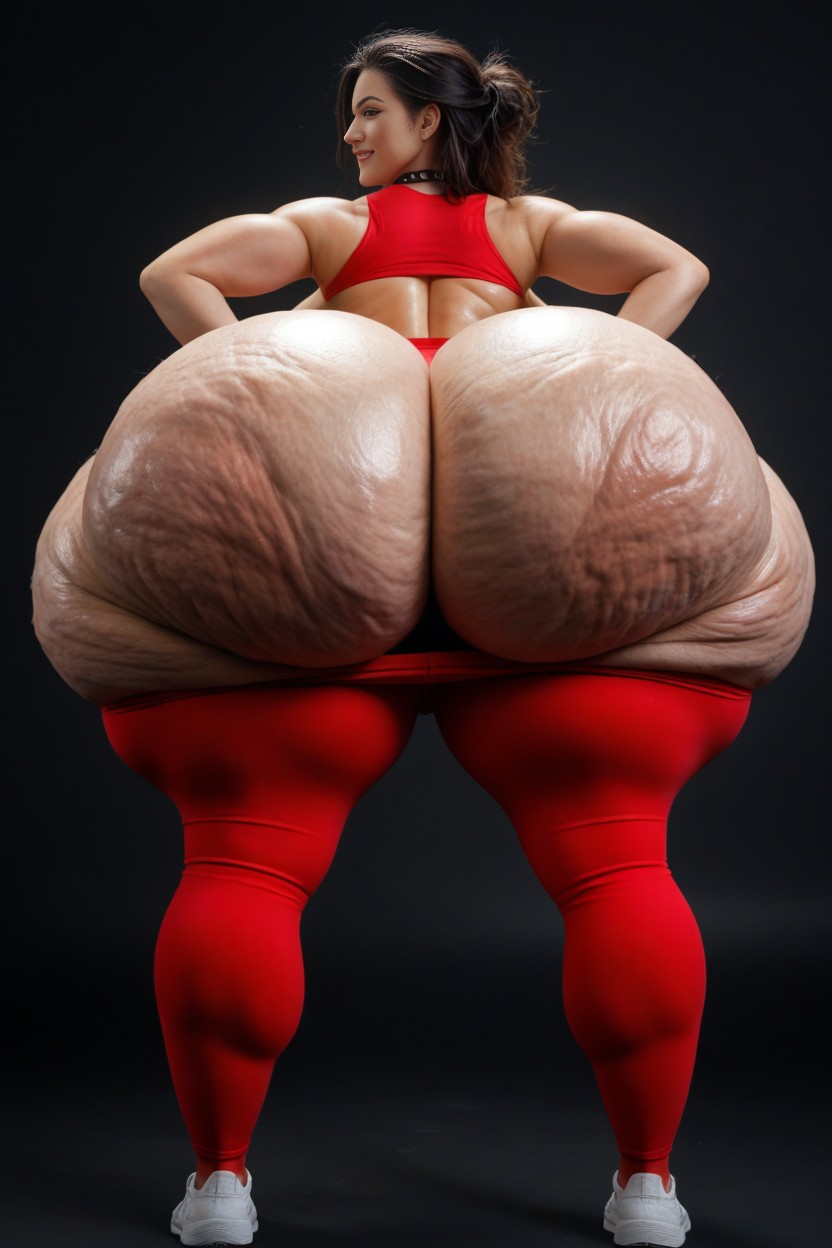 Shortlength Hair, Extremely Large Ass, Hyper Puffy Brown Nipples AI Porn