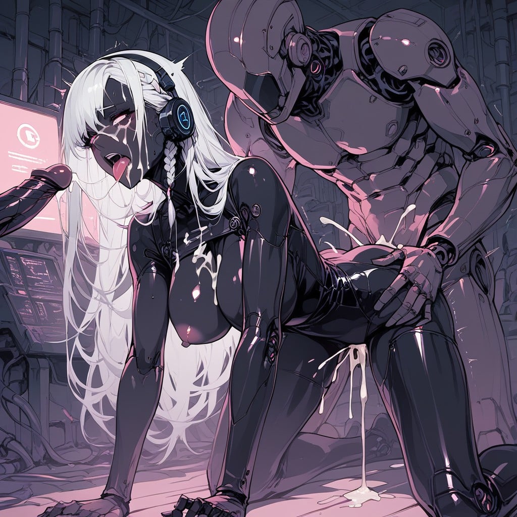 Machine, On Her Knees, Heavy Breathing Hentai AI Porn