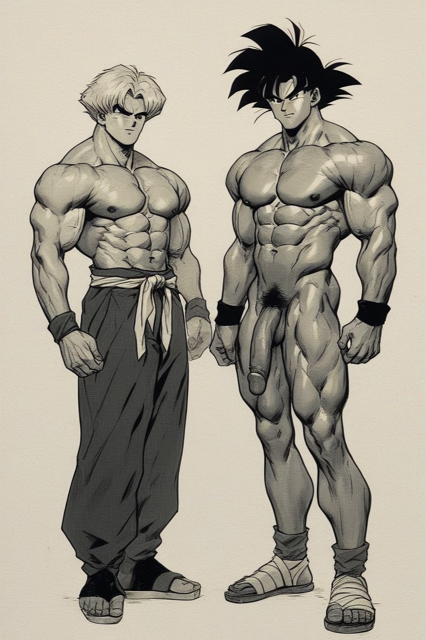 2 People, Mostrando Sus Grandes Penes, Goku Dragon Ball AI Gay Porn