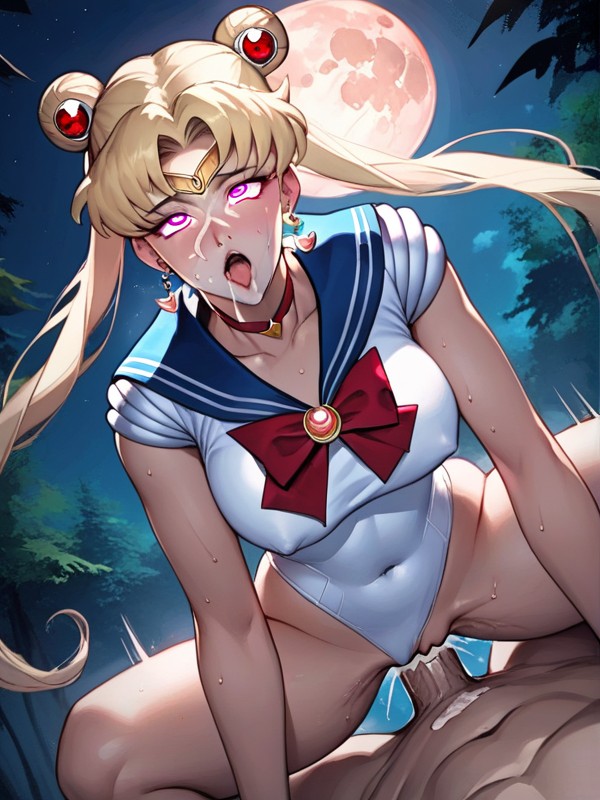 Red Moon, Detailed Pupils, Night Hentai AI Porn