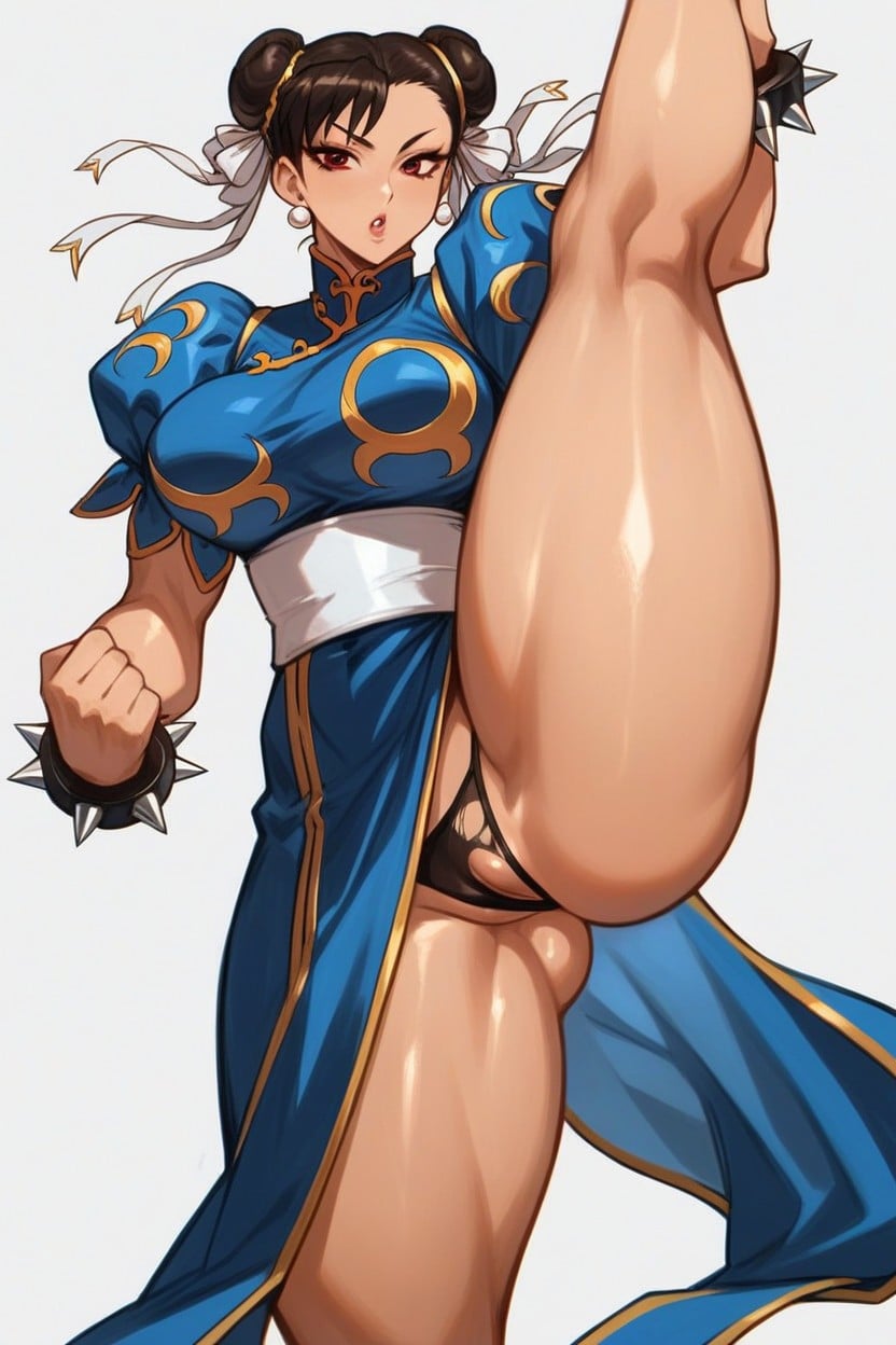 Super Hot Asian Face, High Slits, Strong Muscular Legs Hentai AI Porn