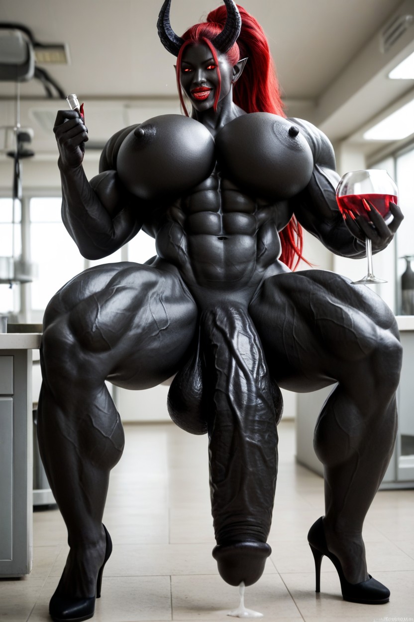 Black Cock Is Too Big, Black Skin, Muscular Shemale AI Porn