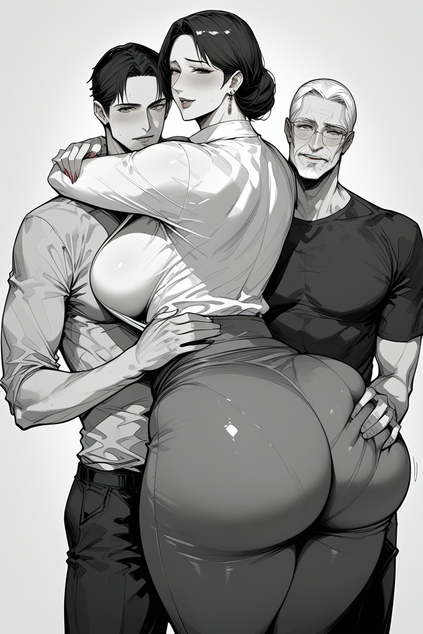 Visible Underwear, Both Hands On Milf Ass, Ass Groping Hentai AI Porn