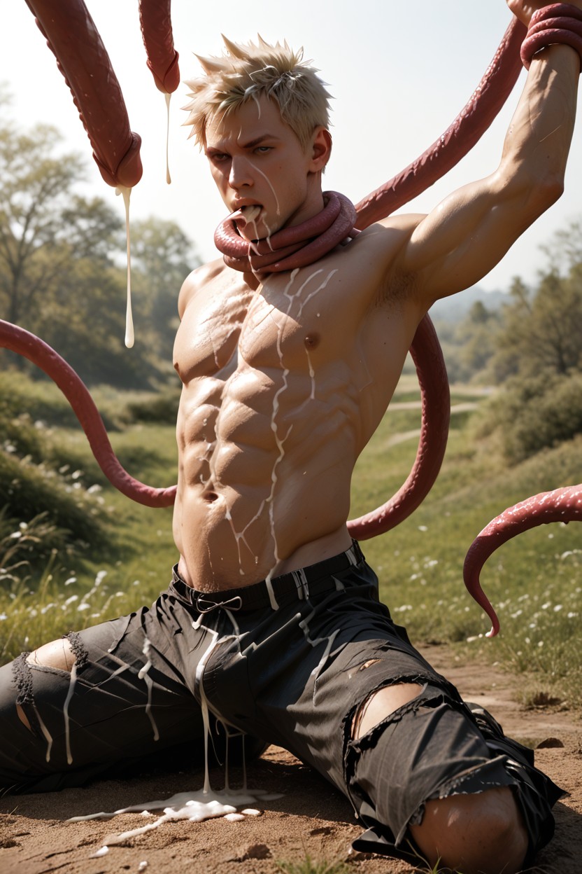 Ripped Cloth, Tentacles In Ass, Fighting Back AI Gay Porn