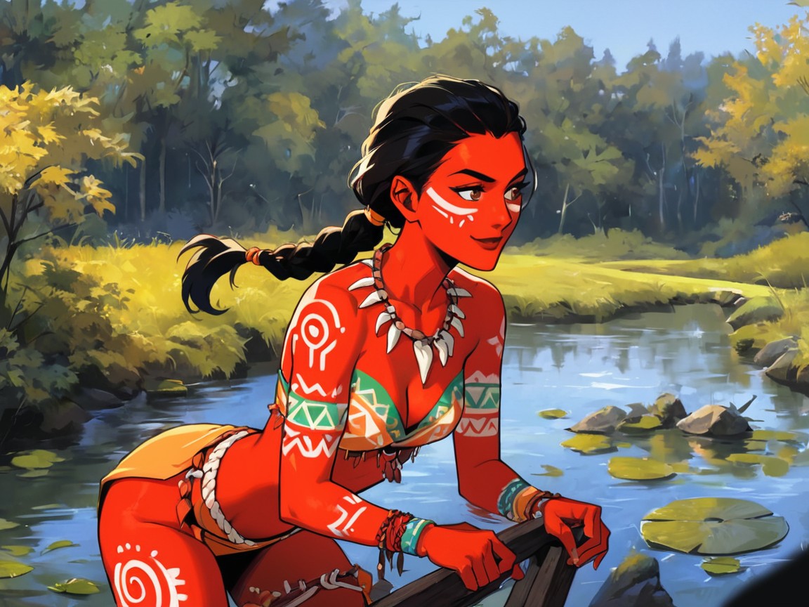 Small Ass, Sleeve Deer Pelt Cloak, Orange Tribal Necklace Latina AI Porn