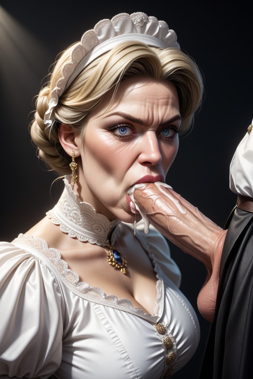 Noir, Traditional Victorian Housewife, Kneeling AI Porn