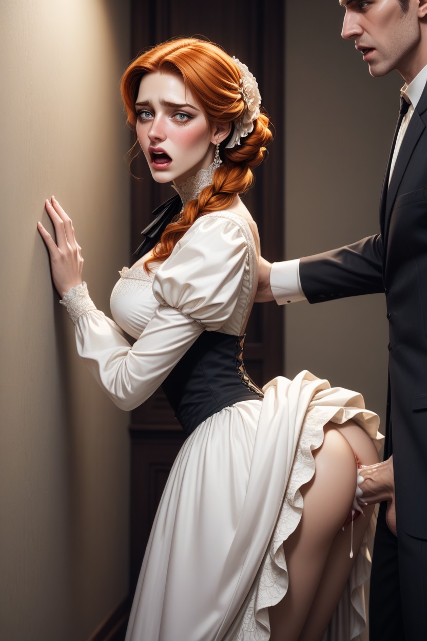 Traditional Victorian Housewife, Shocked, Getting Fucked Against The Wall AI Porn