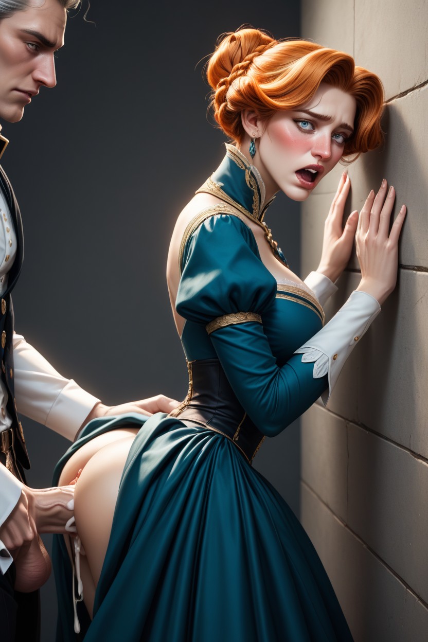 Bending Over, Hair Bun, Getting Fucked Against The Wall AI Porn