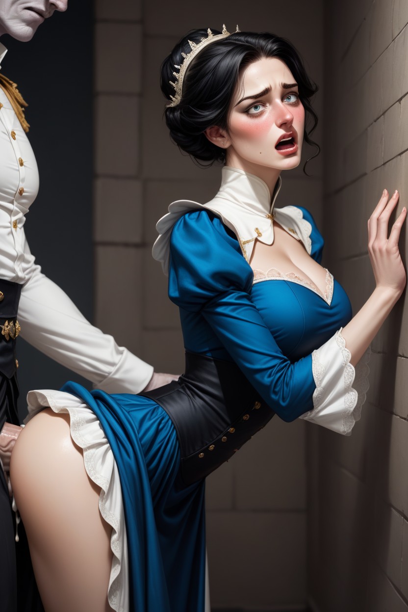 Fully Clothed Edwardian Woman, Monster White Cock Only, Confused Face AI Porn