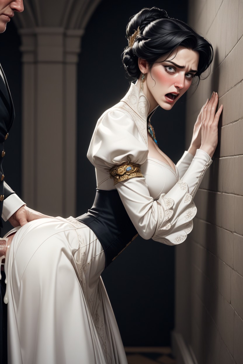 18+, Embarrassed , Edwardian Hairstyle AI Porn