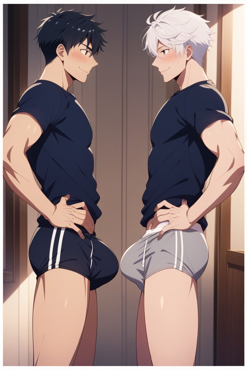 Two Men, Bangs, White AI Gay Porn