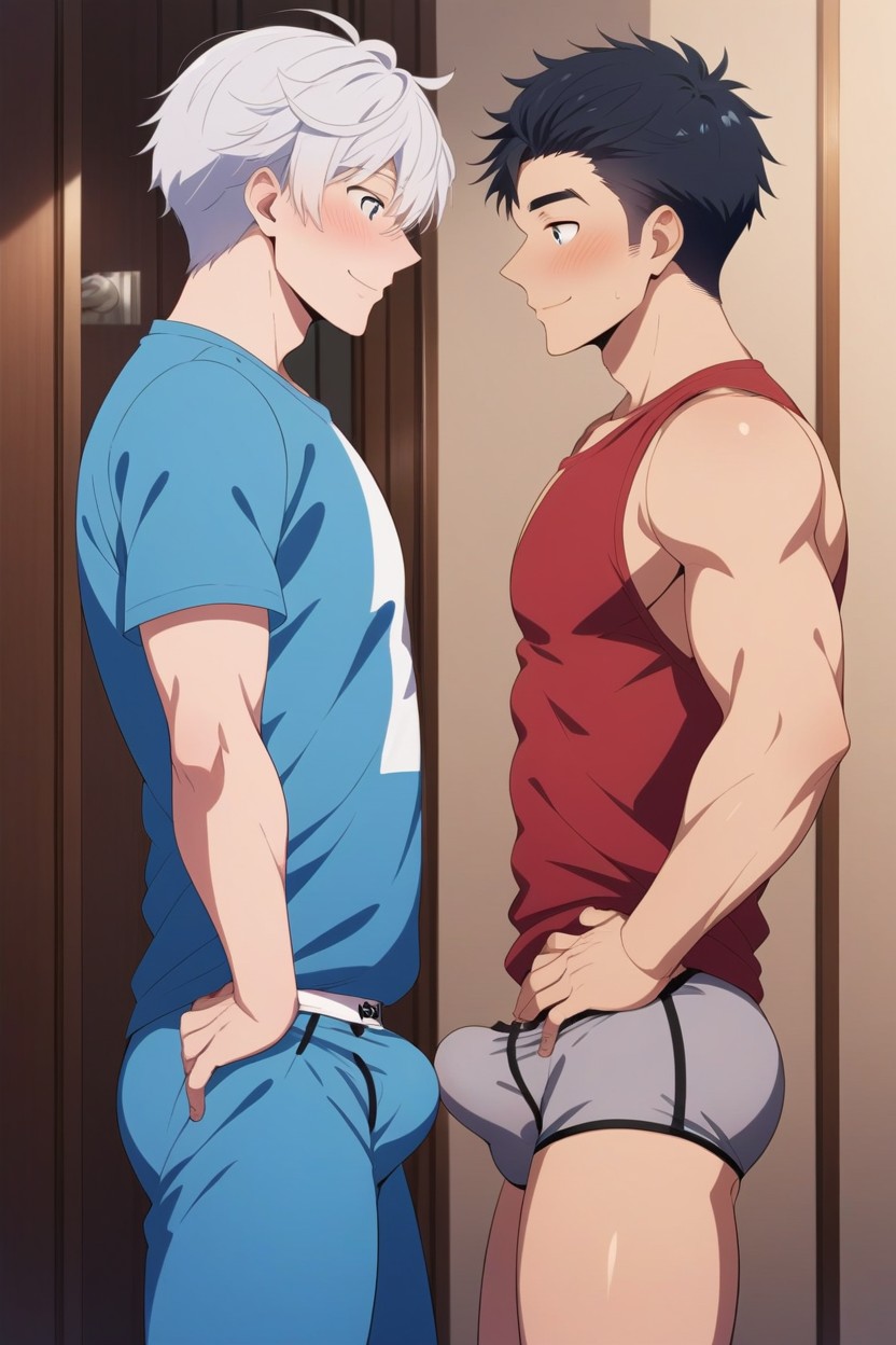 No Pants, Anime, 2 People AI Gay Porn