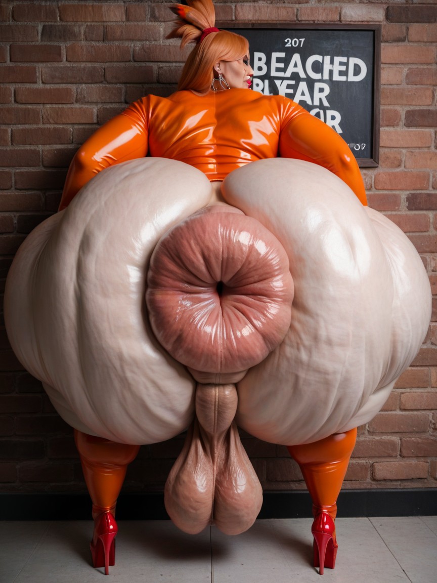 Latex Suit, Rounded Ass, Pink Anus Shemale AI Porn