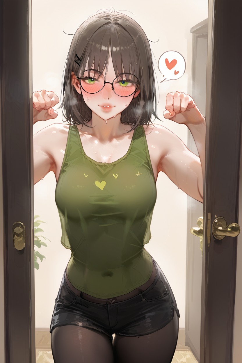 Skinny, Bedroom Doorway, Cute Hentai AI Porn