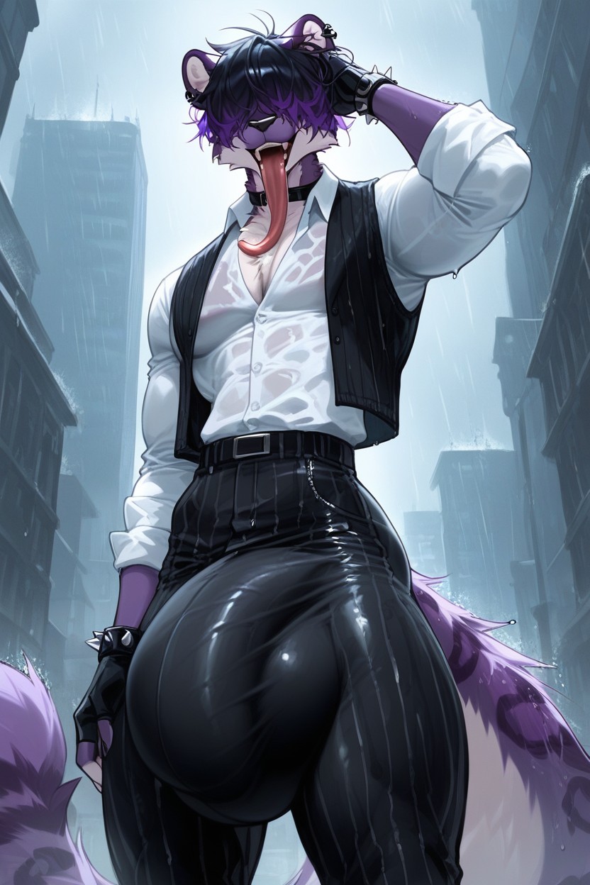Foggy, Ear Piercing, Salivating Furry AI Porn