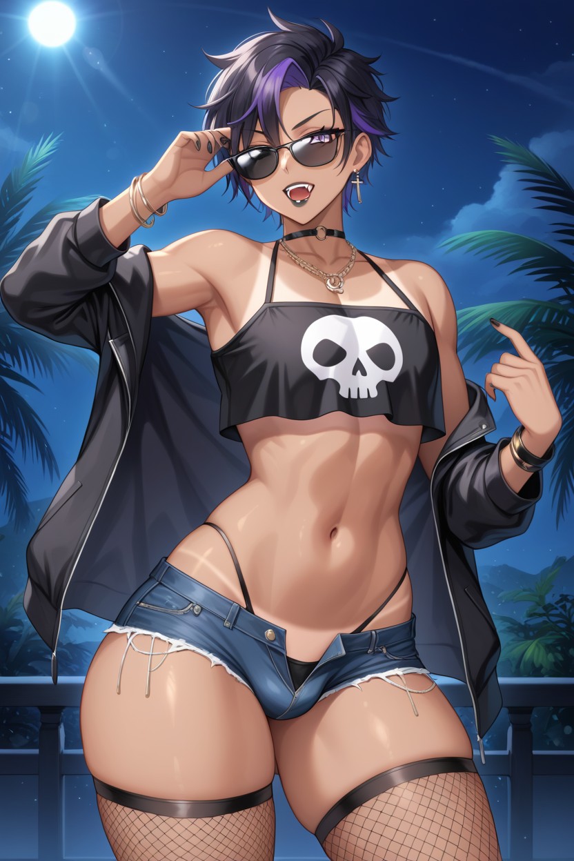 18+, Oversized Crop Top, Sleeveless Crop Top Hentai AI Porn