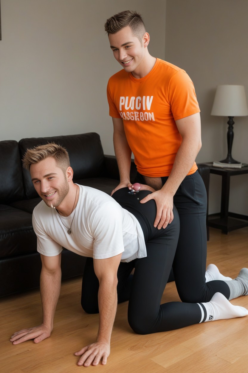 Straight, Rough Anal, Orange Longsleeved Shirt AI Gay Porn