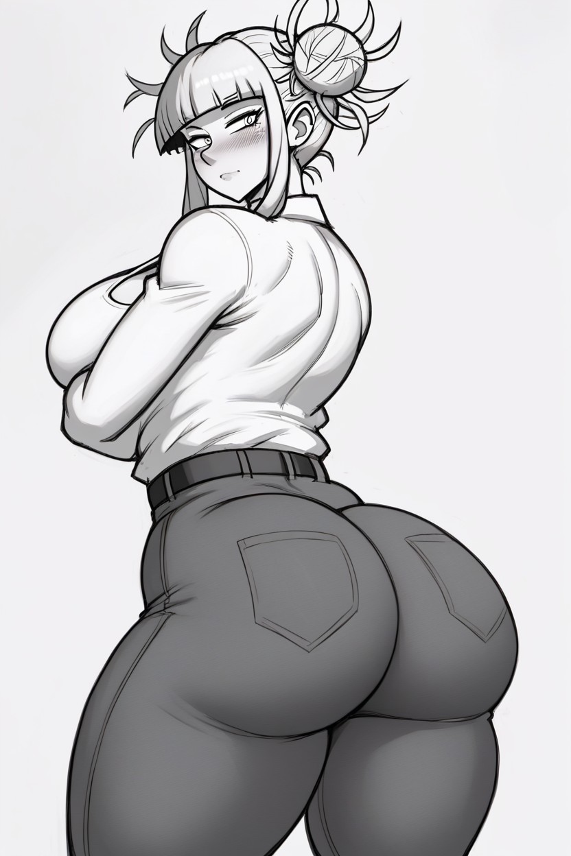 Cleavage, Line Drawing, Massive Round Bubblebutt Hentai AI Porn