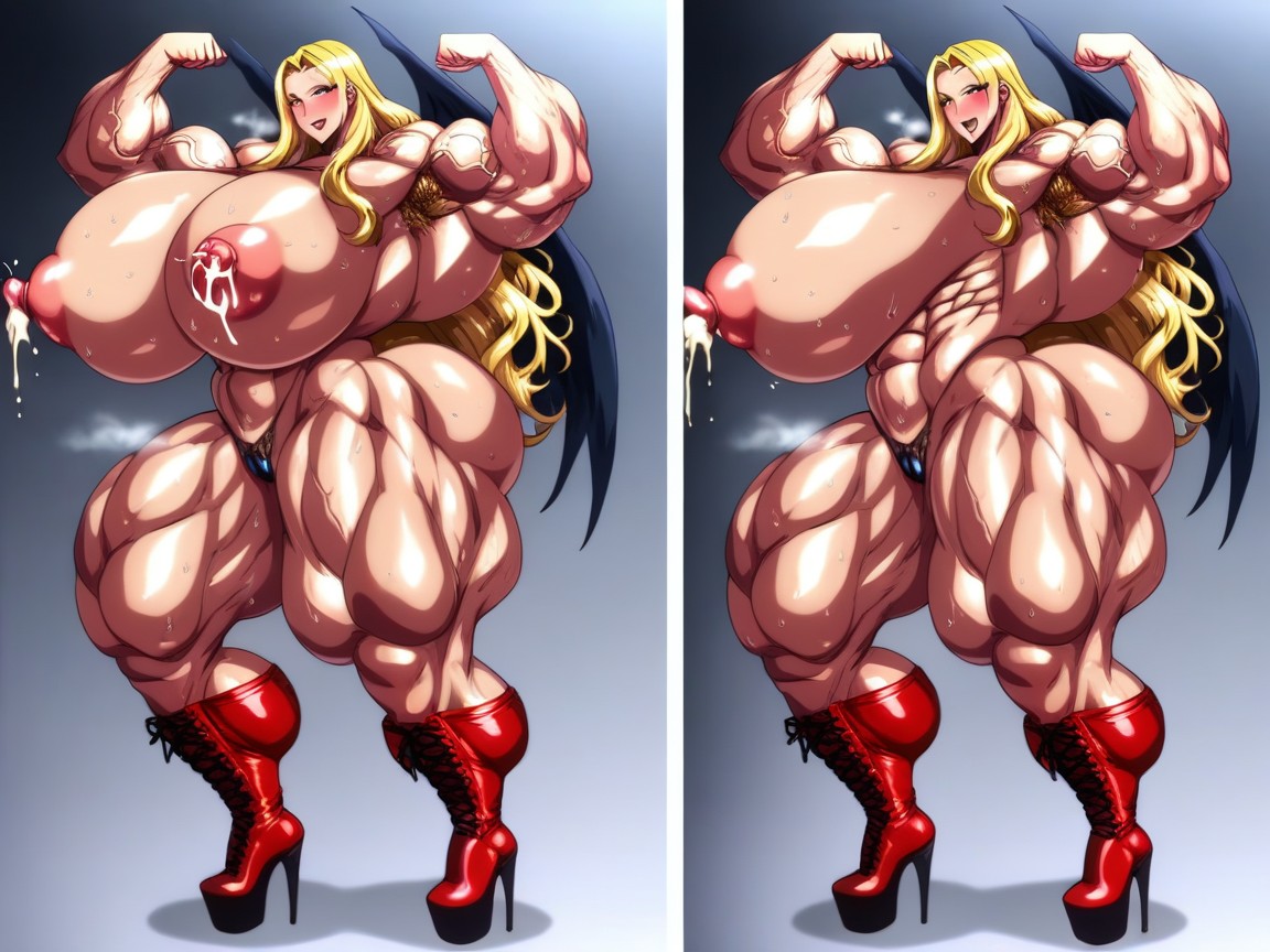 Black Markings On Body, Huge Black Wings, Wet Skin Hentai AI Porn
