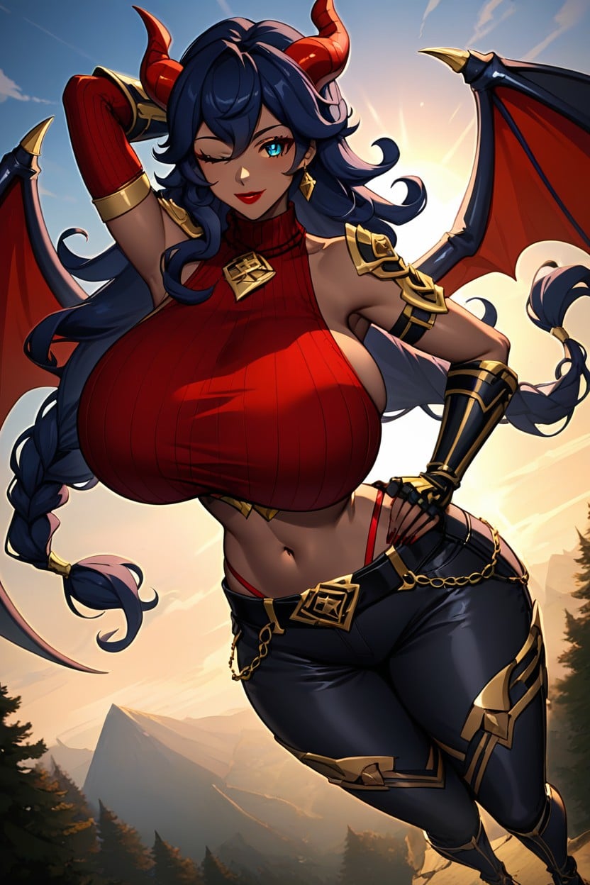Lifting Left Knee, Gros Cul, Huge Black Dragon Wings Porno IA Hentai