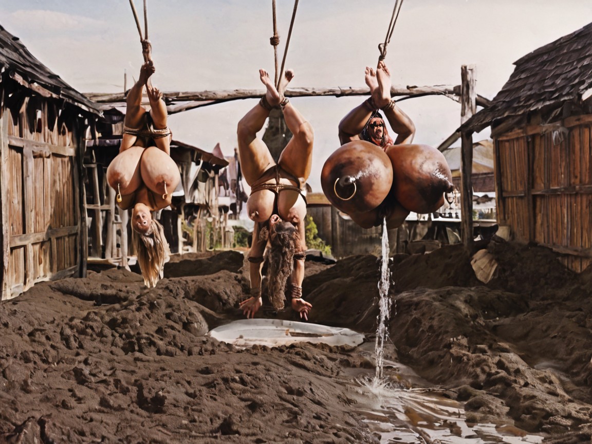 Tightly Tied Tits, Barefoot, Mud Pit AI Porn