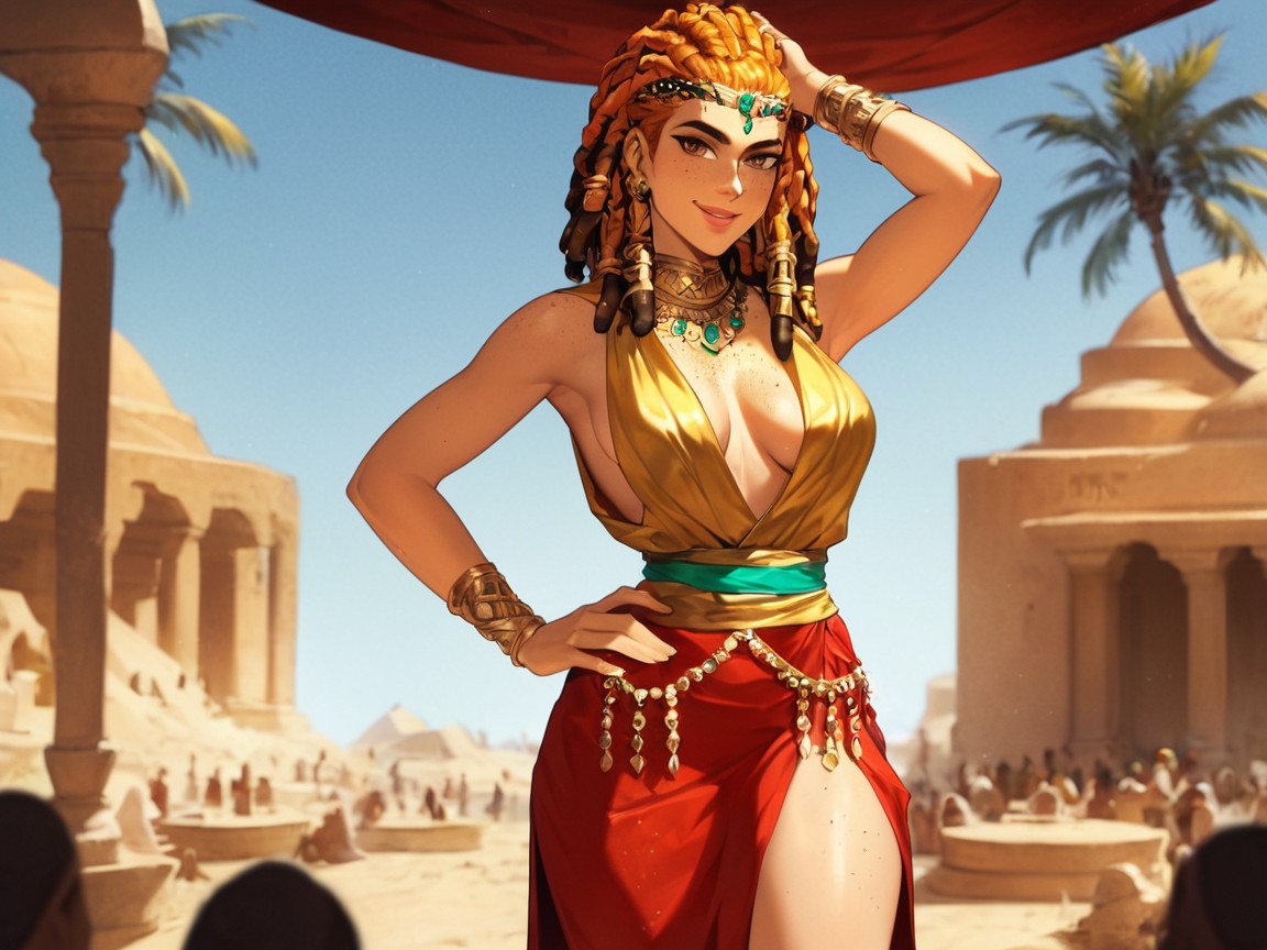18+, Ancient Desert City Background, Medium Breasts Latina AI Porn