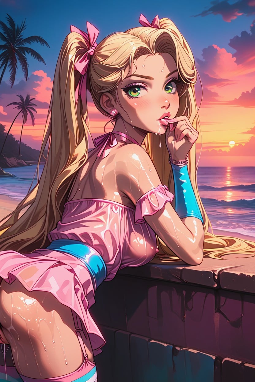 Transparent Wet Outfit, Excessive Sweat, Bent Forward AI Porn