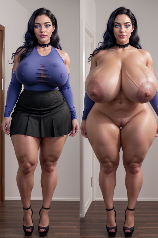 Breast Expansion, Black Choker, High Heels AI Porn
