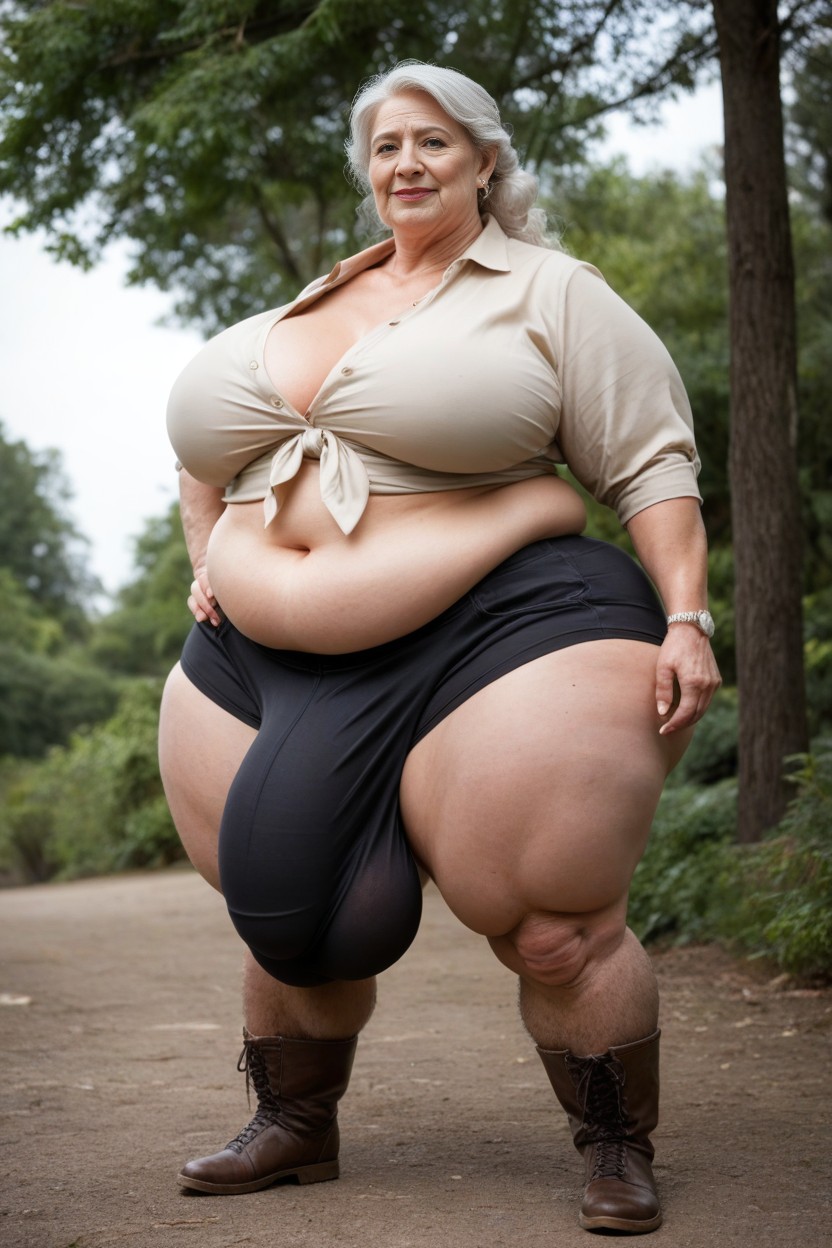 Large Hyper Hips, Hairy Bushy Thighs Like A Sasquatch, Futunari AI Porn