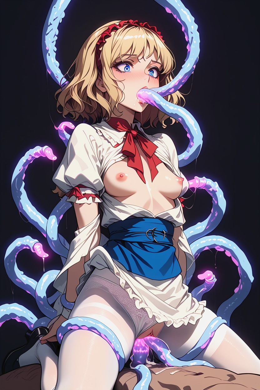 White Capelet, Bob Hair, Glowing Tentacles Hentai IA
