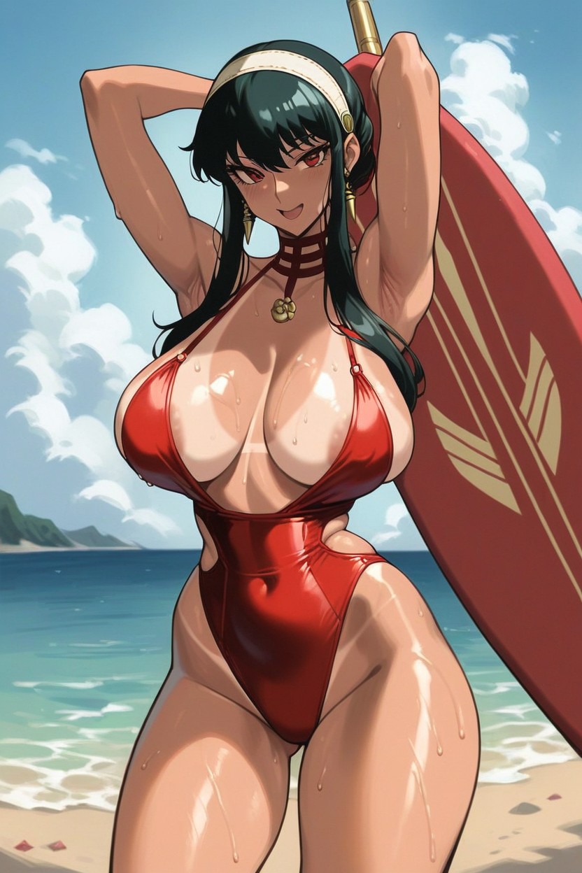 Perfect Angle, Baywatch Style, Areola Visible Hentai AI Porn