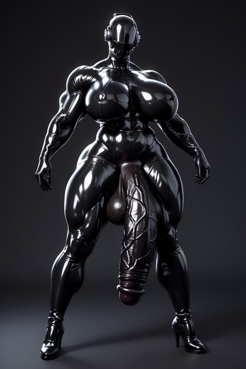 Biker Heels, Morph Suit, Massive Cock Shemale AI Porn