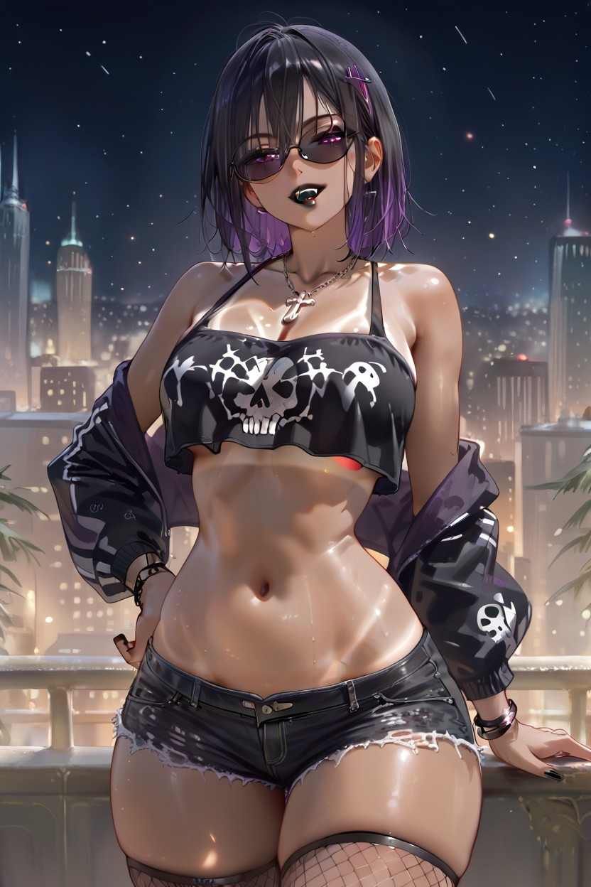 Gimp Bracelet, Fangs, Oversized Crop Top Hentai AI Porn
