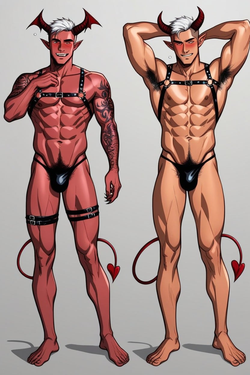 Vampire Harness Arms, Bottom Up, Horny AI Gay Porn