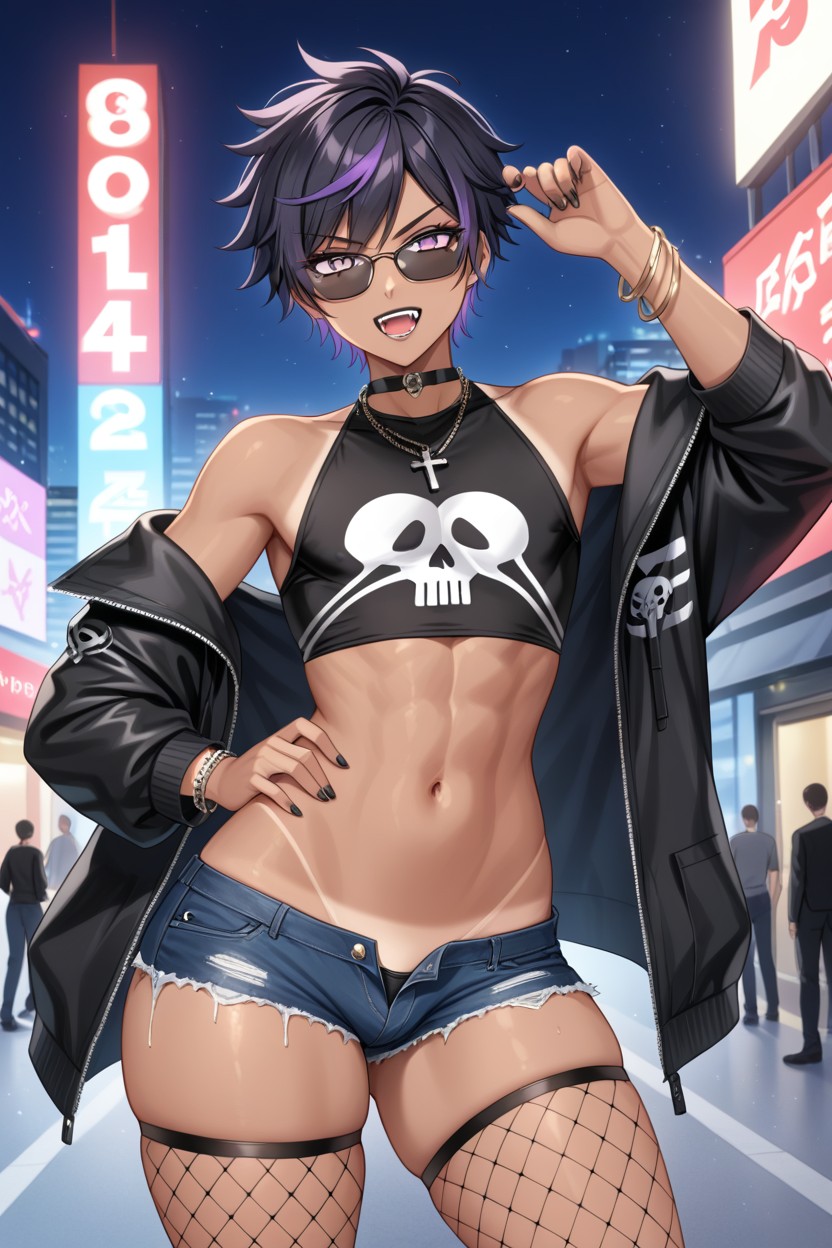 Man, Wasp Waist, Purple Eyes Hentai AI Porn