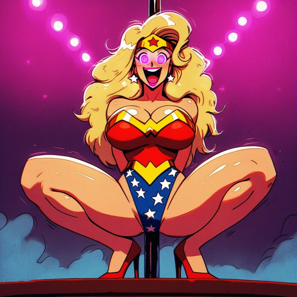 Blonde Hair, Strip Club Background, Sonriendo Con La Boca Abierta Hentai IA