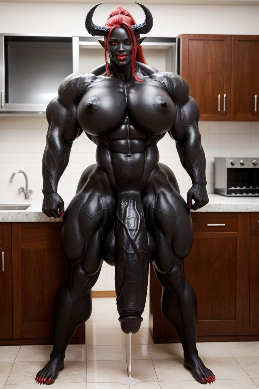 Venom Futanari, Thick Thighs, Toned Muscles Shemale AI Porn