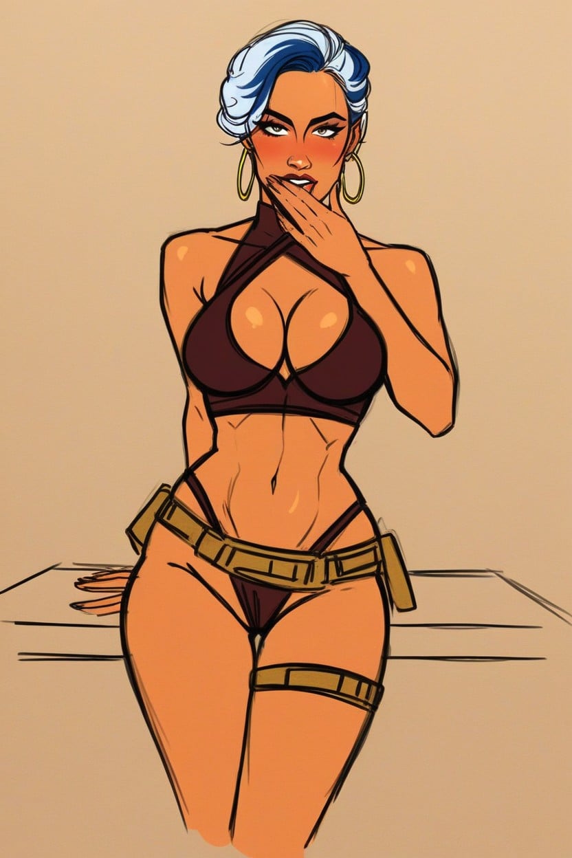 Provocative Pose, Midriff Showing, Embarrassed Hentai AI Porn