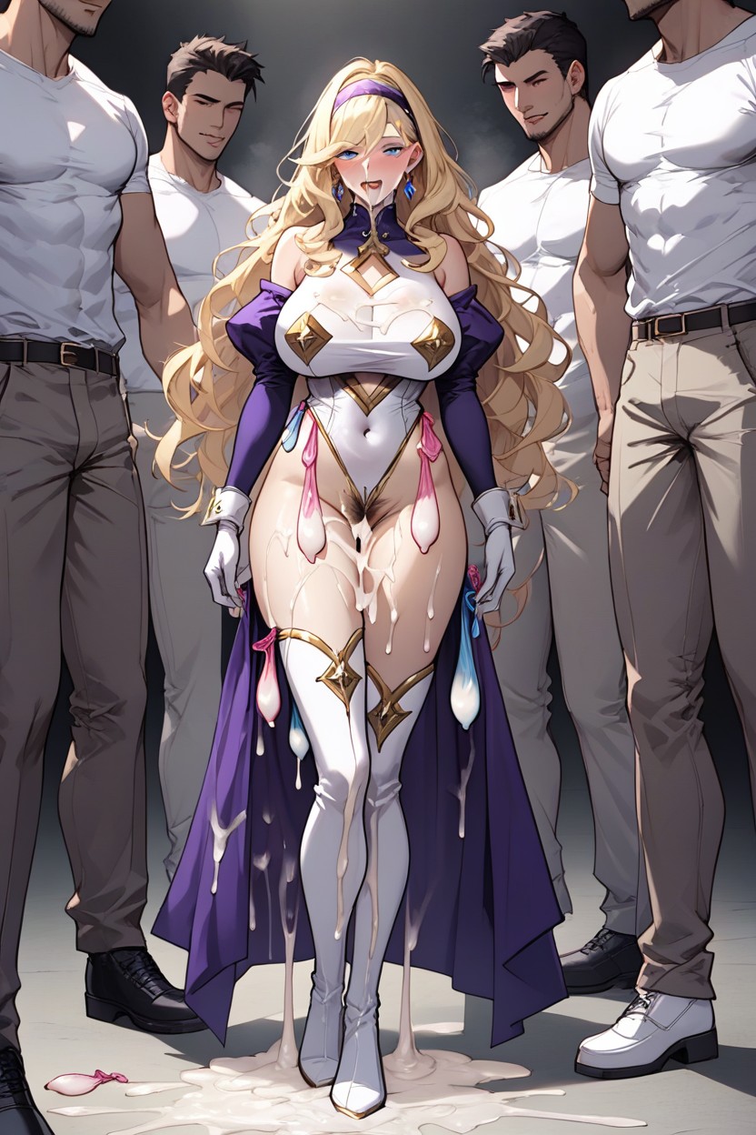 Blasting Cum, Her Clothes Covered In Massive Sperm, Cumshot Hentai AI Porn
