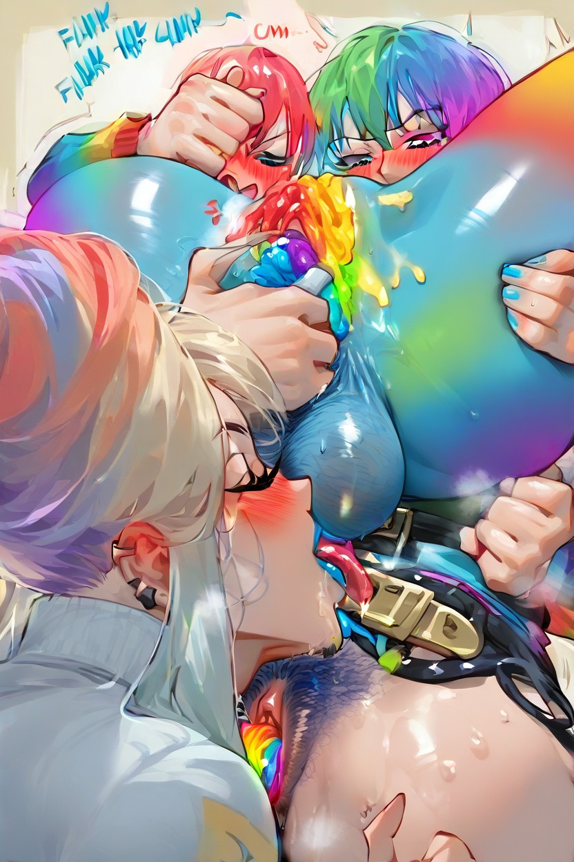 Cyan Tongue, Stylized, Robot Bodysuit Hentai AI Porn