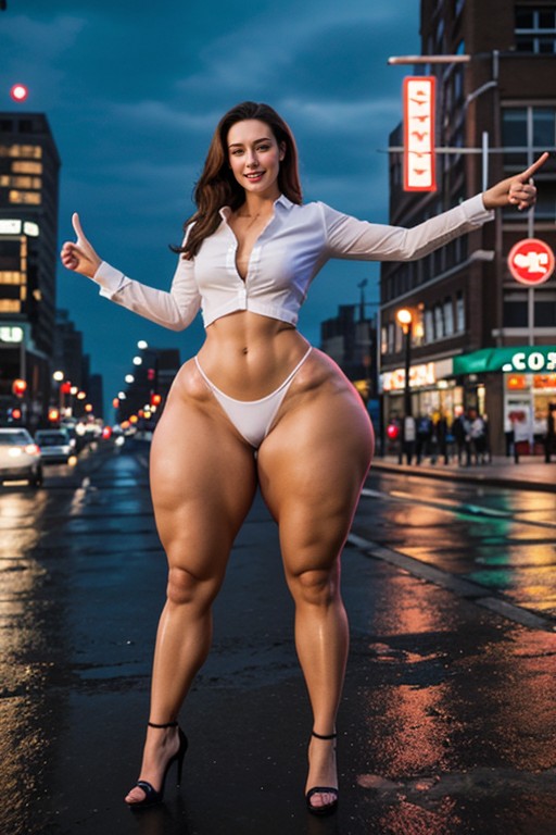 White Shirt, Happy Face Woman, Wide-open Eyes AI Porn